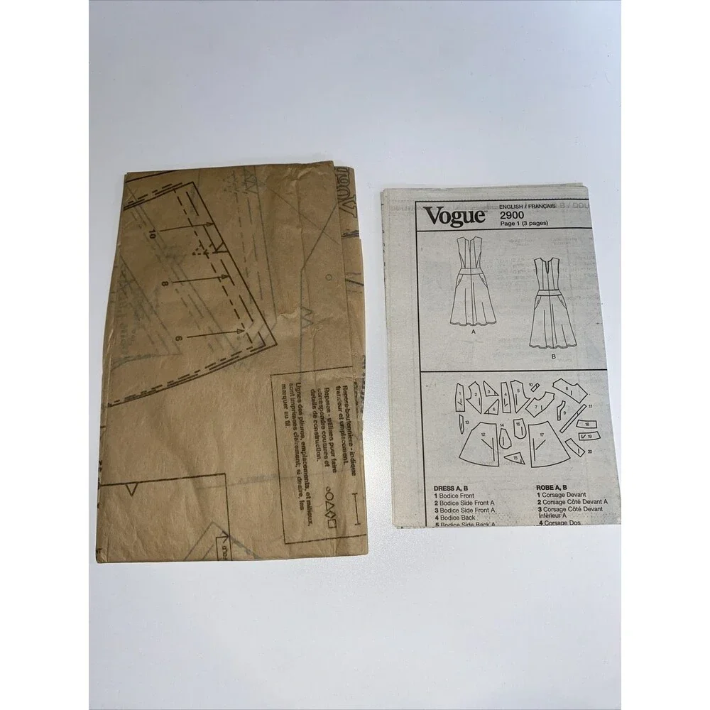 UNCUT Vogue 2900 Sewing Pattern Misses DKNY Donna Karan Sleeveless Dress Sz 6-10